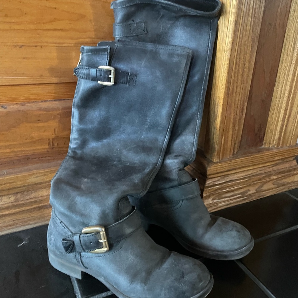 Classic Black Leather Moto Boots